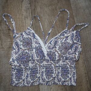 American Eagle Top in Purple and Cream